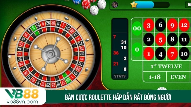 Bàn cược roulette hấp dẫn rất đông người