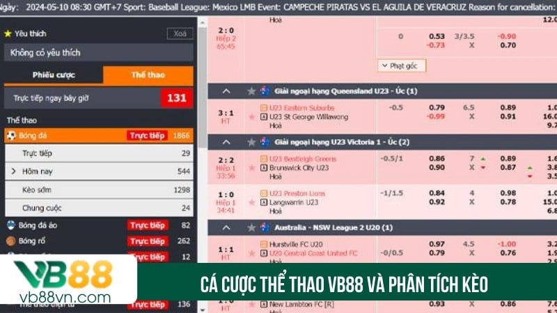 Cá cược thể thao VB88 và phân tích kèo