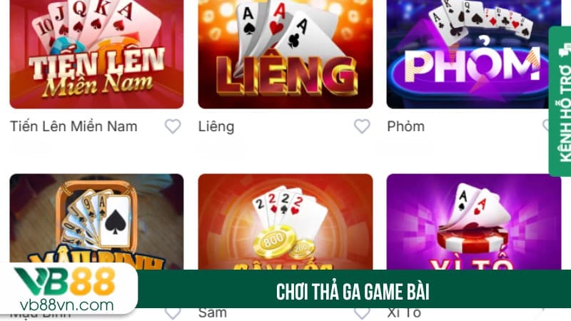 Chơi thả ga game bài