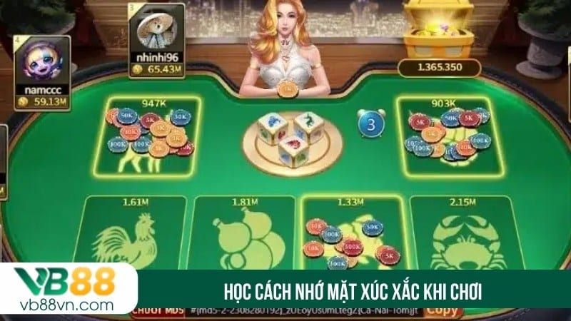 Học cách nhớ mặt xúc xắc khi chơi